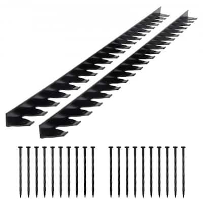 60 Feet Black Plastic Garden Edging 10 Pack with 8 in Stakes L-Shaped Lawn Landscape Border - 6' x 1.6"
