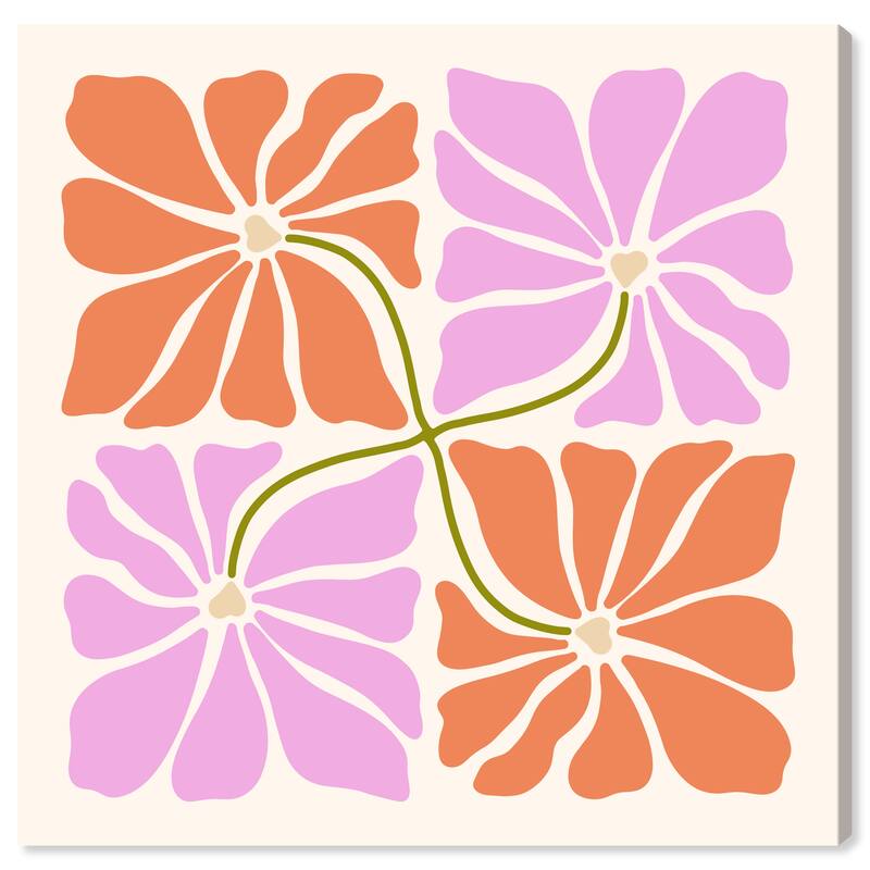 Wynwood Studio Canvas Floral and Botanical Flowers Opposite Orange Modern & Contemporary Wall Art Canvas Print - 20 x 20