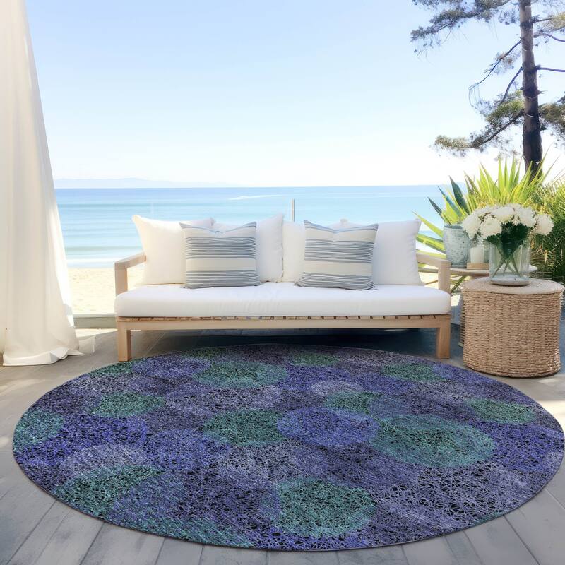 Machine Washable Indoor/ Outdoor Boho Sphere Chantille Rug - Purple - 8' x 8'