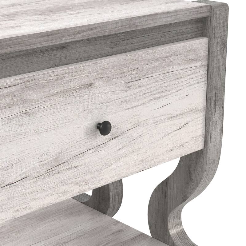 DH BASIC Transitional Coastal White Single-drawer End Table by Denhour