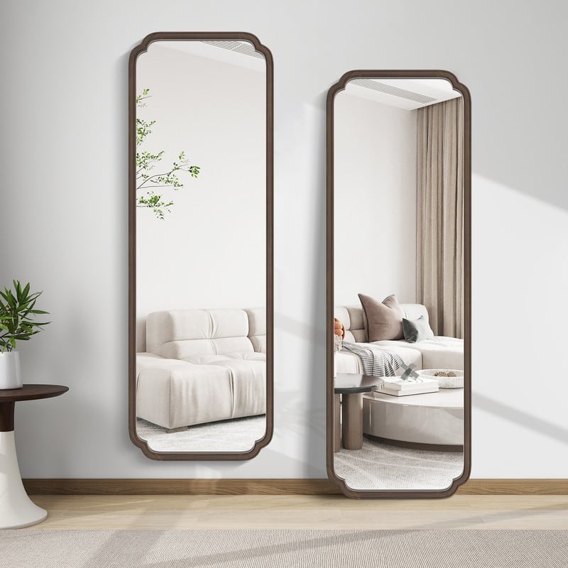 Farmhouse Full-length Mirror with Walnut Frame