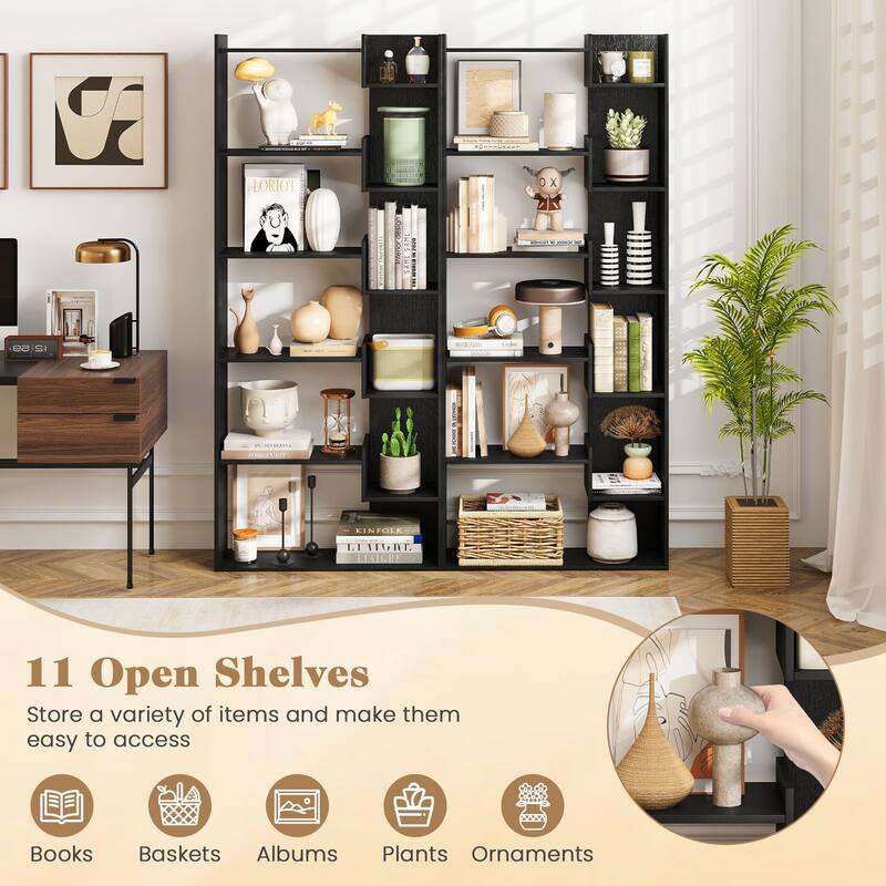 Costway 1/2 PCS 6-tier Bookshelf Tall Display Shelf with 11 Open - See Details