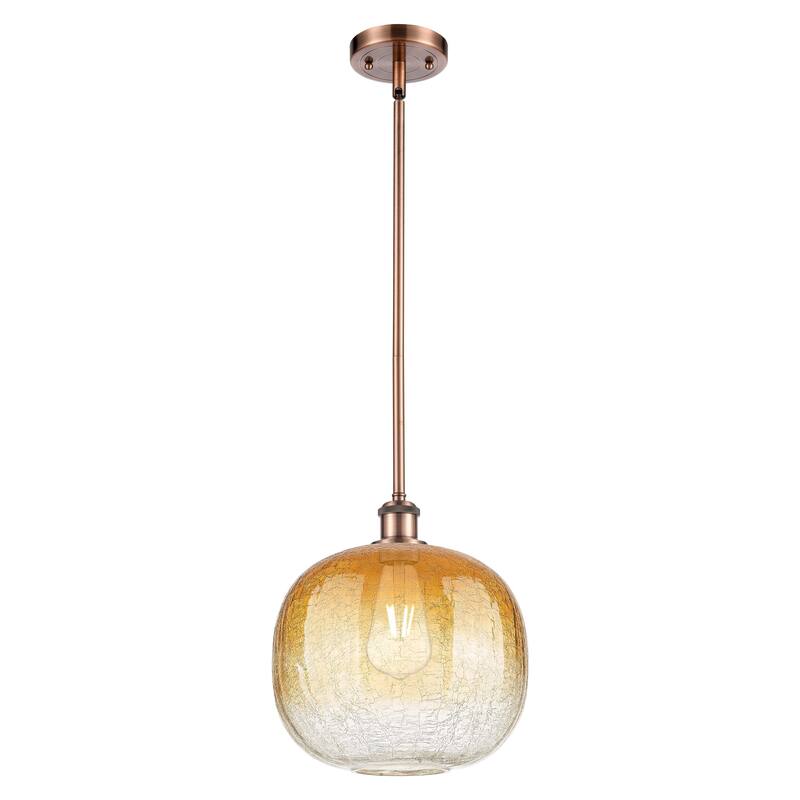 Innovations Lighting Endless Possibilities Ballston - Brookhaven Sphere - 1 Light 11" Stem Hung Mini Pendant - Antique Copper/Amber