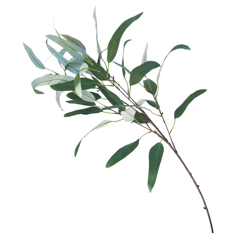 Set of 2 Long Frosted Green Artificial Willow Eucalyptus Leaf Stem Plant Greenery Spray Branch 38in - 38" L x 13" W x 9" DP