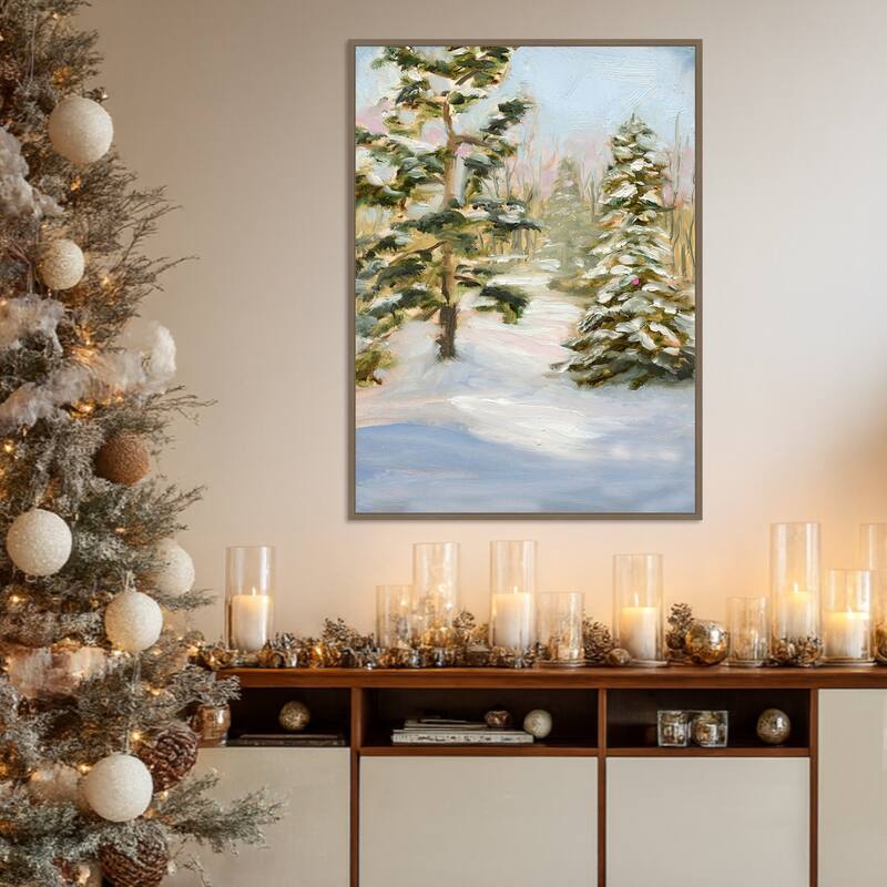 Trees in Winter by Sandra Iafrate Framed Canvas Wall Art Print - Sylvie Dark Gold
