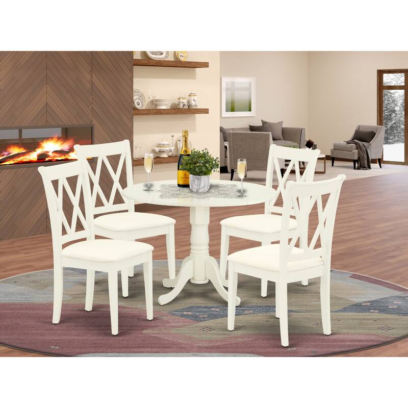East West Furniture 5 Piece Kitchen Table Set- a Dining Table and 4 Linen Fabric Dining Chairs, (Finish Options) - DLCL5-WHI-C