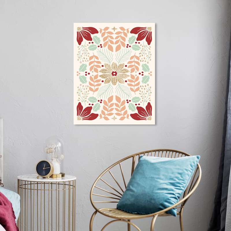 Wynwood Studio Canvas Floral and Botanical Glam Floral Holidays Gold Modern & Contemporary Wall Art Canvas Print - 20 x 24