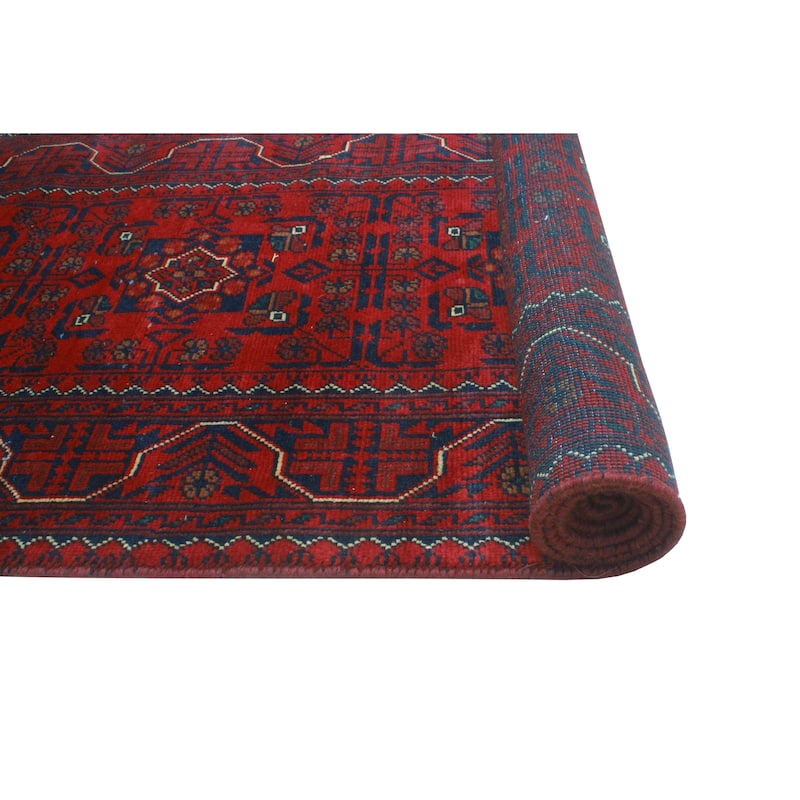 Khamyab Rehoie Red/Navy Runner - 2'7" x 19'3"