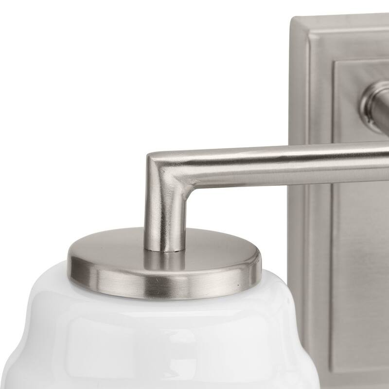 Spenser Collection Two-Light Brushed Nickel Industrial Vanity Light - 15.62 in x 5.5 in x 7.62 in