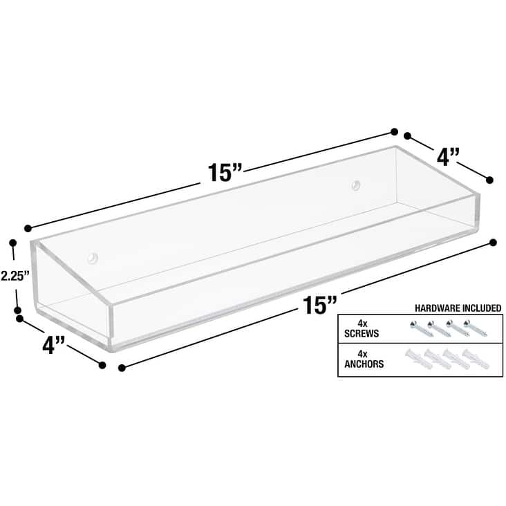 Acrylic Bathroom Floating Display Shelves, Clear Shelf Storage