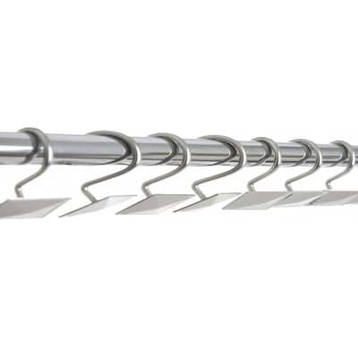 12 Piece Set - Satin Nickel Heavy Duty Shower Rectangle Curtain Hooks Rings Rustproof Metal - Satin Nivkel