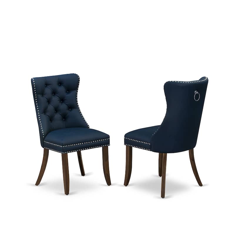 East West Furniture Modern Dining Table Set- a Square Kitchen Table and Upholstered Parson Chairs (Pieces Options)
