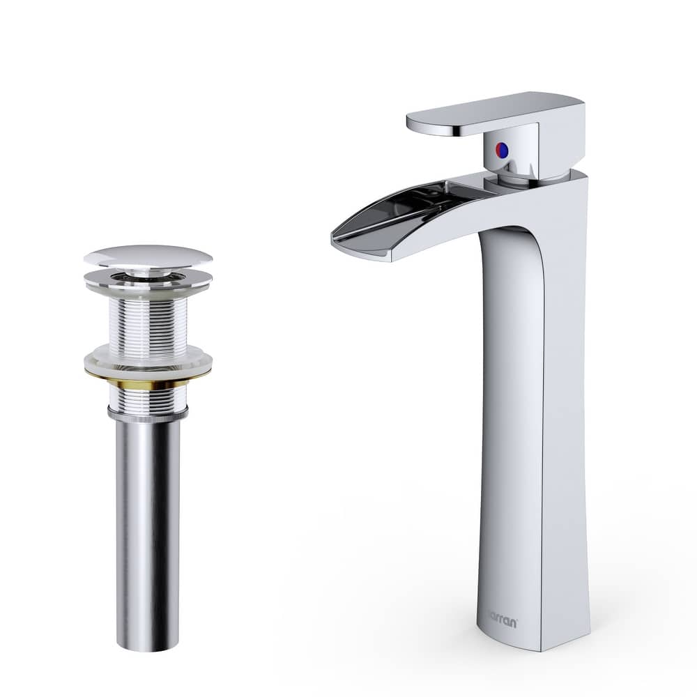 Karran Kassel Single Hole Single Handle Vessel Bathroom Faucet with Matching Pop-up Drain