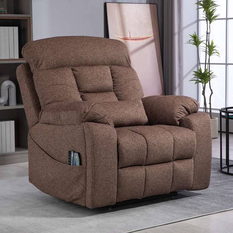 Upgraded Flagship 4-Motor Independent Control Oversized 180° Lay Flat Chenille Power Lift Recliner Chair