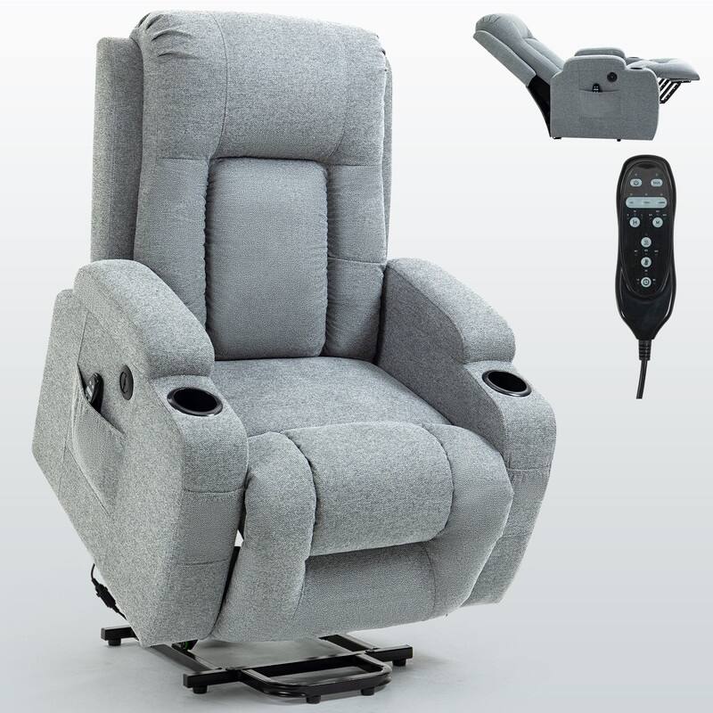 4 Positions Power Lift Recliner for Elderly with Massage and Lumbar Heating,USB Port, Cup Holders