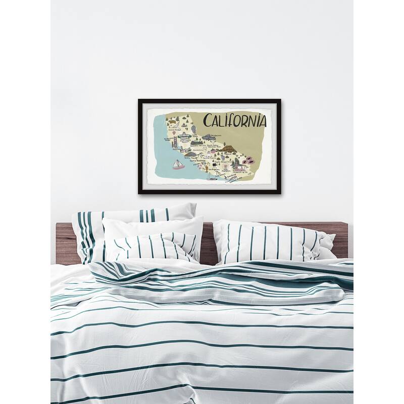 'Illustrated Map of California' Framed Painting Print