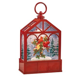 Lighted Musical Red Cardinal Snow Globe Lantern - Plays 8 Christmas ...