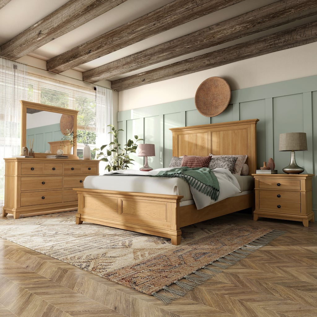Furniture of America Wellington Farmhouse Natural Oak 5-Piece Wood Kids Bedroom Set