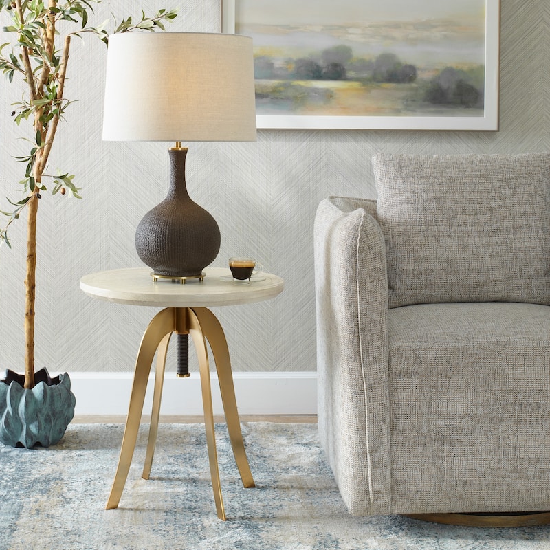 Uttermost Alice Oak Adjustable Accent Table - 26"H x 20"W x 20"D
