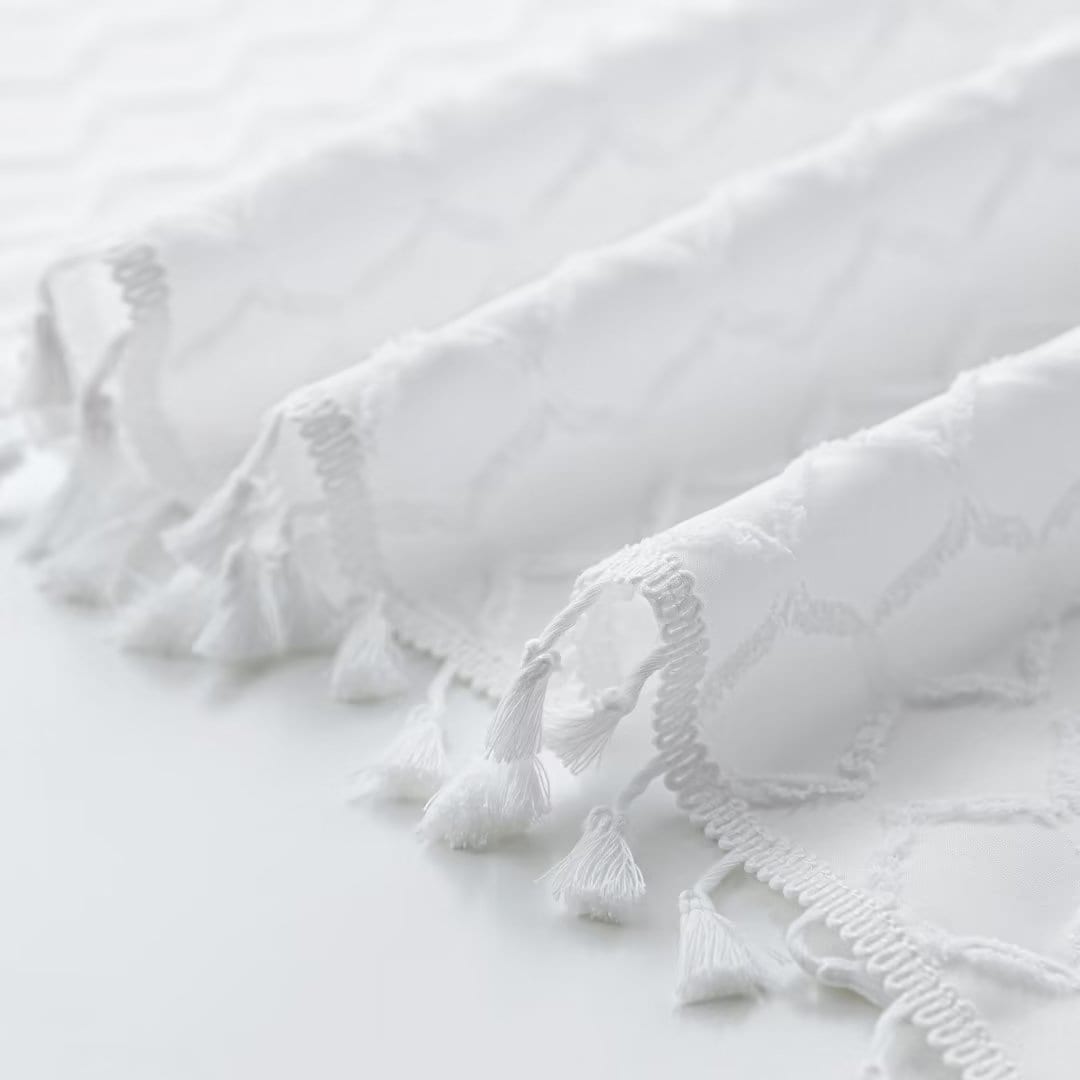 Boho Diamond Textured Fabric Shower Curtain with Tassels - On Sale ...
