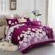 3-Piece Floral Printed Sherpa-Backing Reversible Comforter Set