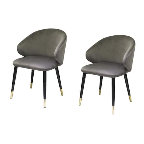 Modrest Elon Modern Dark Grey Velvet Dining Chair (Set of 2)