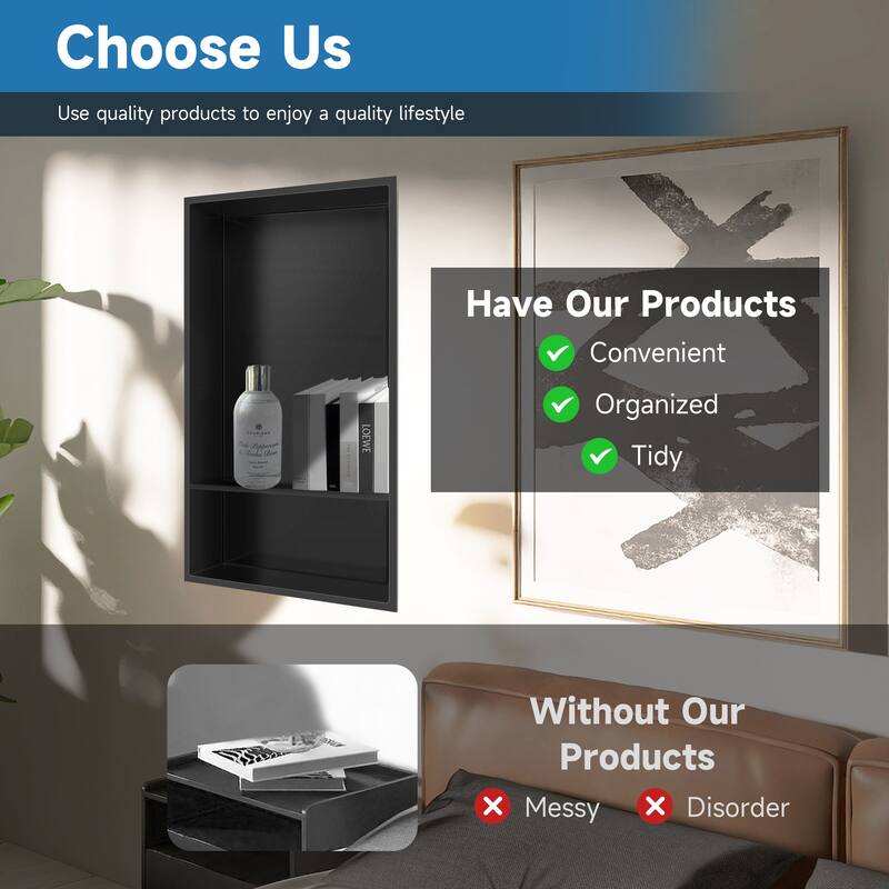 WIZ 12-inch W x 25-inch H x 4-inch D Stainless Steel Shower Niche