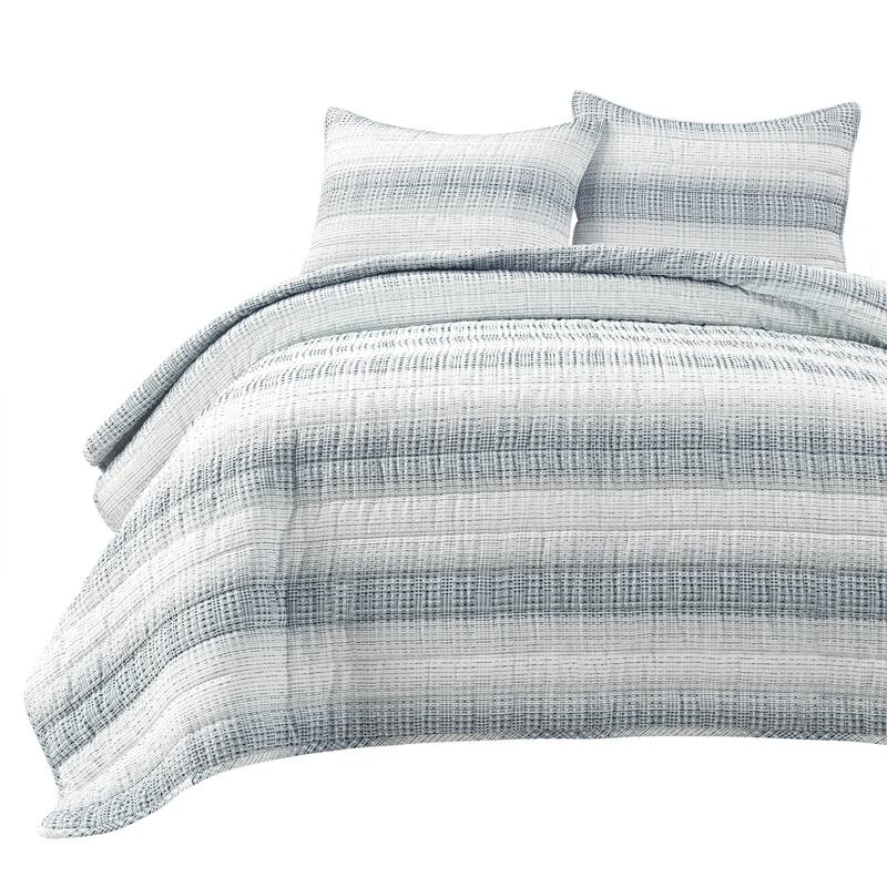 Lush Decor Yarn Dyed Textured Stripe Waffle Quilt 3 Pieces Set