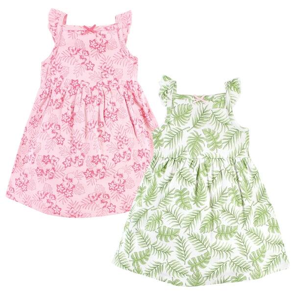 slide 1 of 1, Hudson Baby Girls Cotton Dresses, Palm Leaf 2T - Palm Leaf