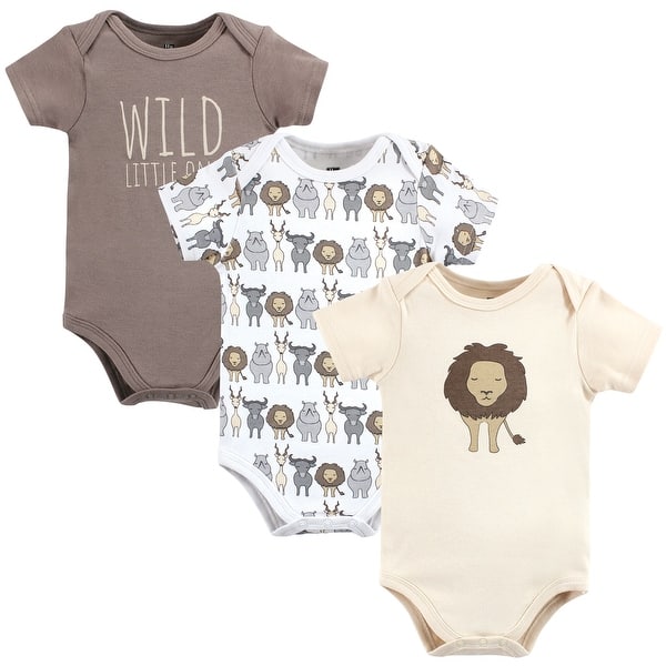 slide 1 of 1, Hudson Baby Infant Boy Cotton Bodysuits, Safari Lion 0-3 Months - Safari Lion