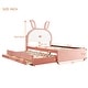 preview thumbnail 17 of 55, Versatility Upholstered Kids Bed with Trundle and 3 Drawers, Embedded LED Lights, Rabbit-Shaped Headboard, No Box Spring Needed