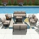 preview thumbnail 93 of 144, Aluminum Patio Outdoor Sectional Sofa Set with Fire Pit, Swivel Rocking Chairs and Ottomans