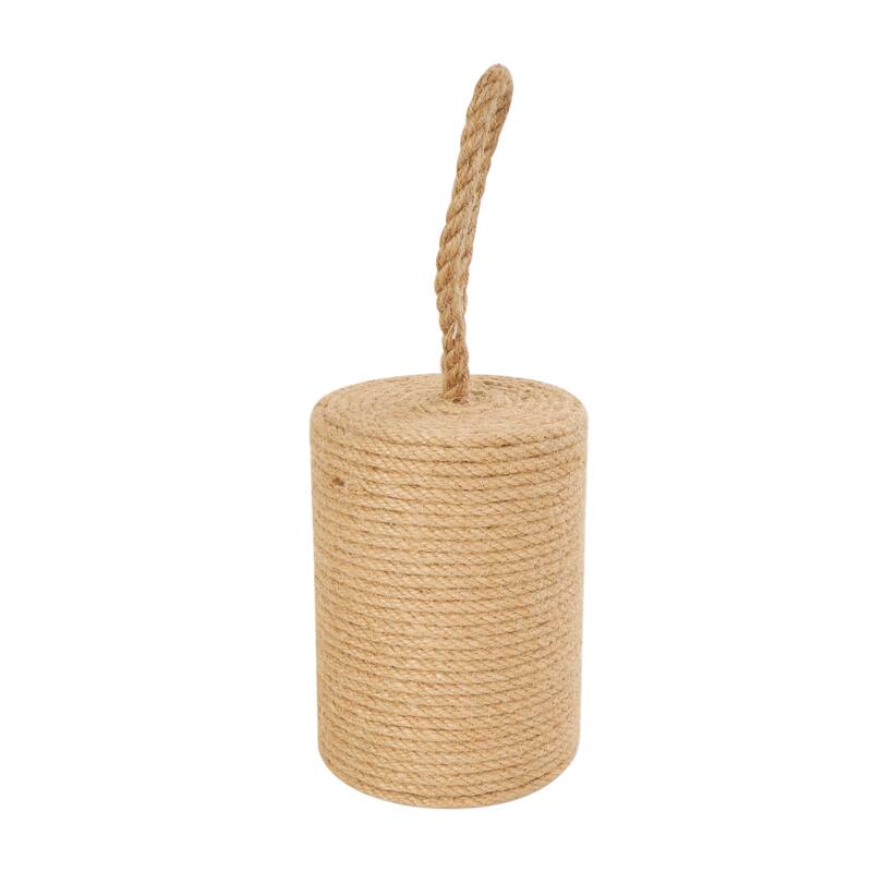 Brown Jute Rope Handmade Coiled Rope Buoy Decorative Sculpture with Handle