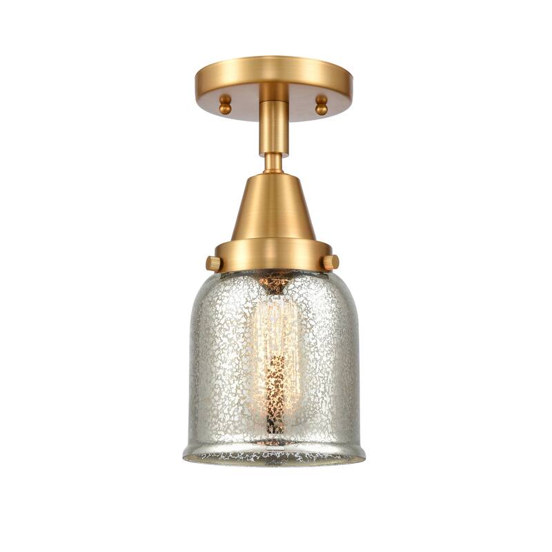 Innovations Lighting Caden Bell - 1 Light 5" Flush Mount - Silver Plated Mercury/Satin Gold