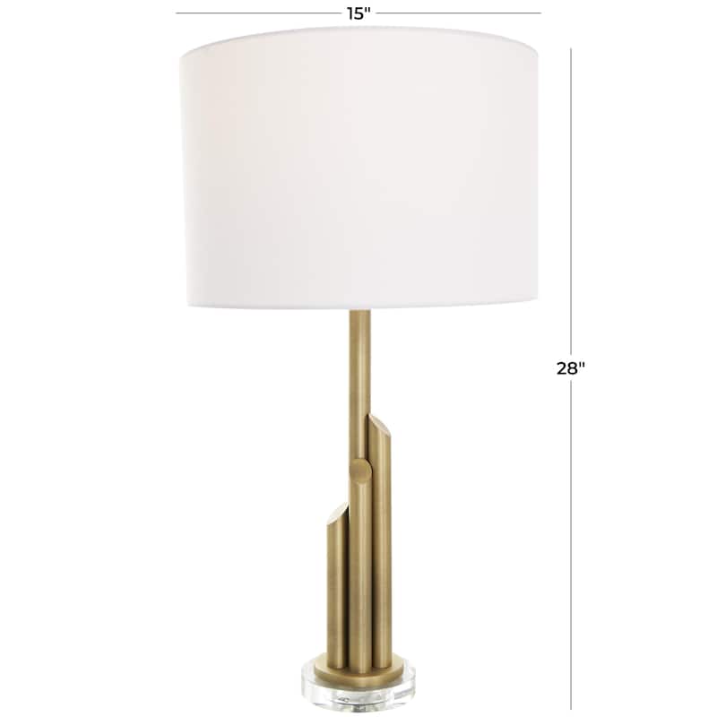 Gold Metal Tiered Pillar Abstract Room Accent Lamp with Glass Base