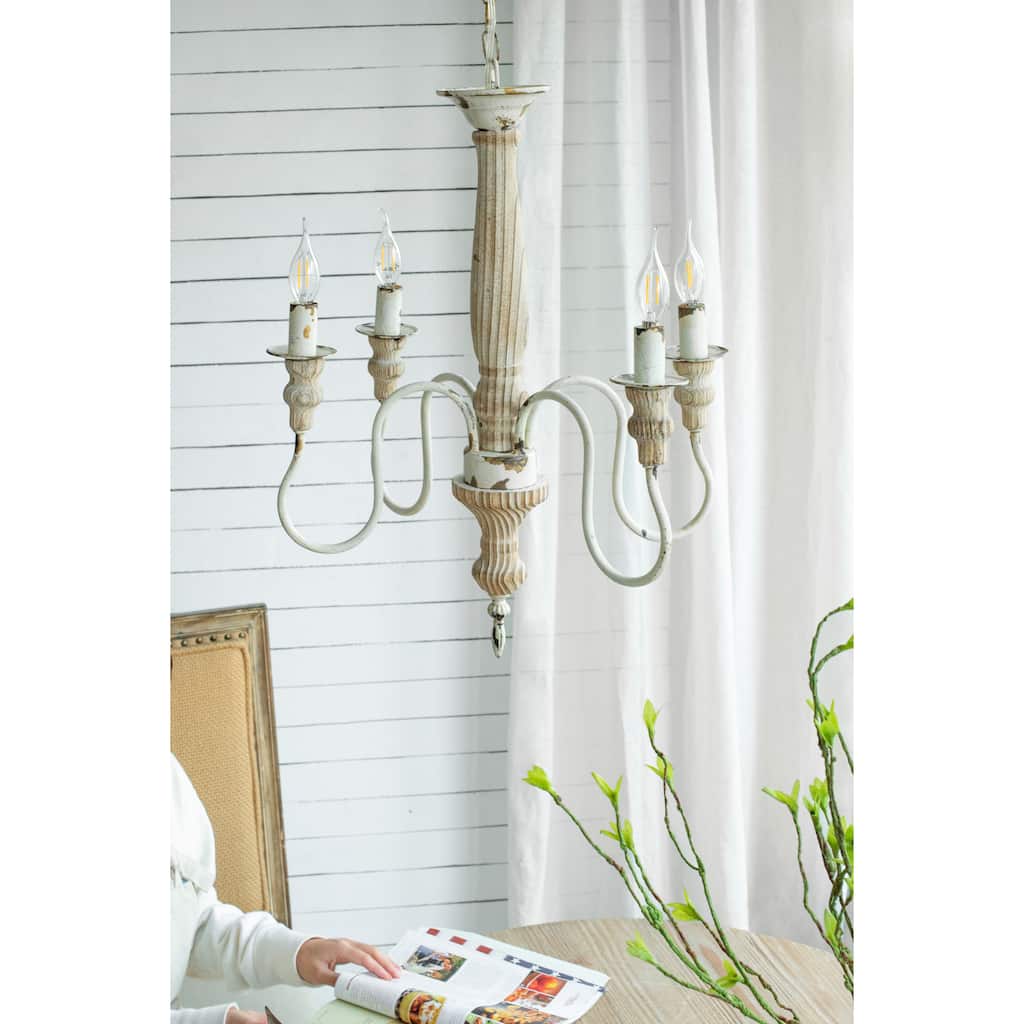 Elegant Wooden Chandelier for Kitchen Island, Candle Hanging Pendant Light Fixtures, Living Room Ceiling Lighting Fixture