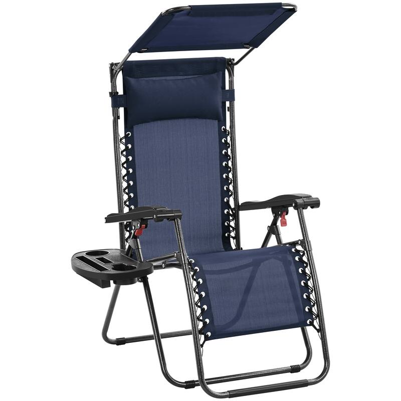 Yaheetech 26in Outdoor Zero Gravity Chair Patio Lounge Camping Chair with Sunshade