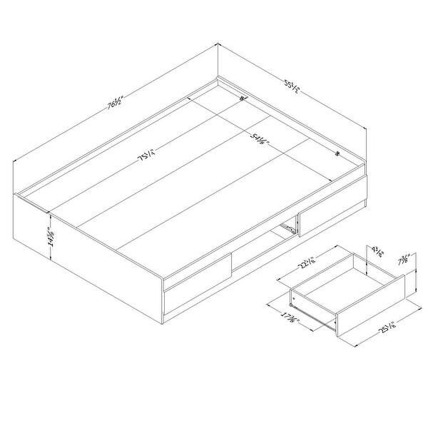 dimension image slide 0 of 2, South Shore Arlen Mates Bed with 3 Drawers