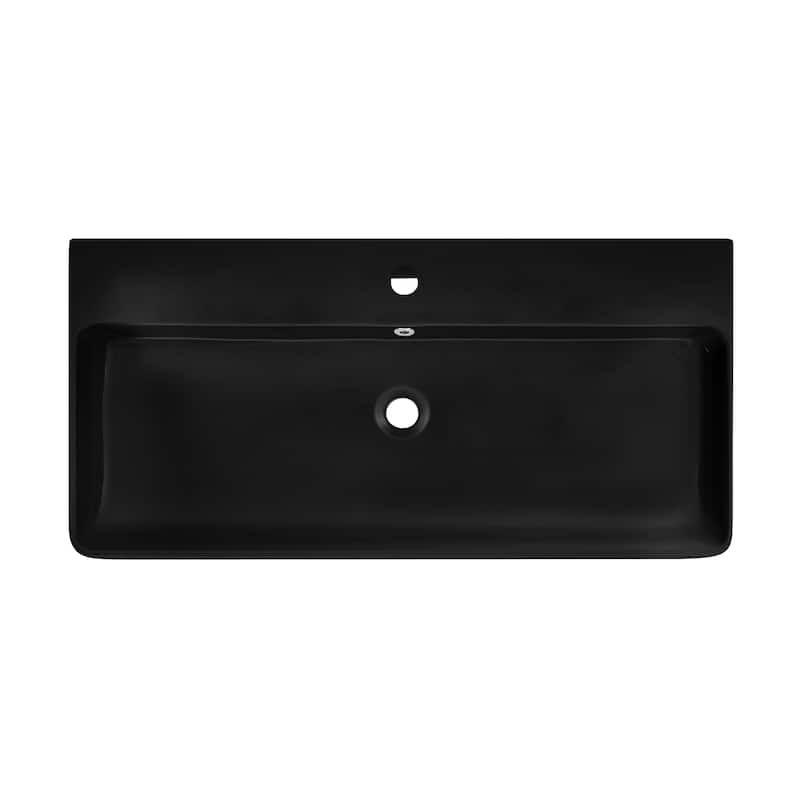 Charme 36 Ceramic Console Sink Matte Black Basin Black Legs - 35.45" x 16.35" 35.45"