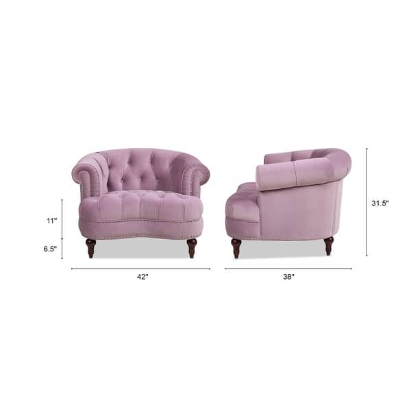 dimension image slide 6 of 6, La Rosa Velvet Tufted Upholstered Accent Chair