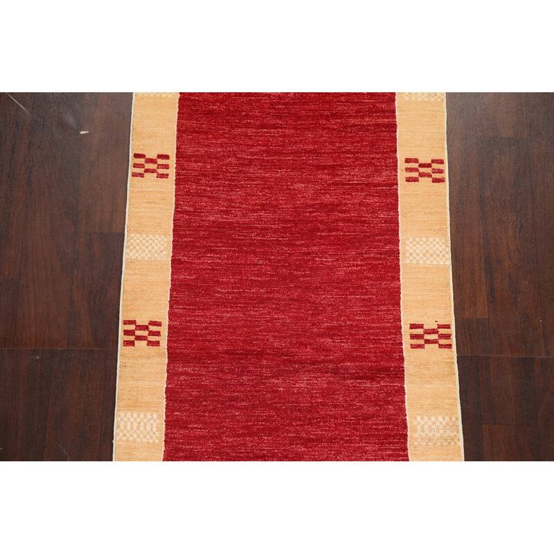Gabbeh Kashkoli Oriental Hallway Runner Rug Wool Hand-knotted Carpet - 2'8" x 8'5"