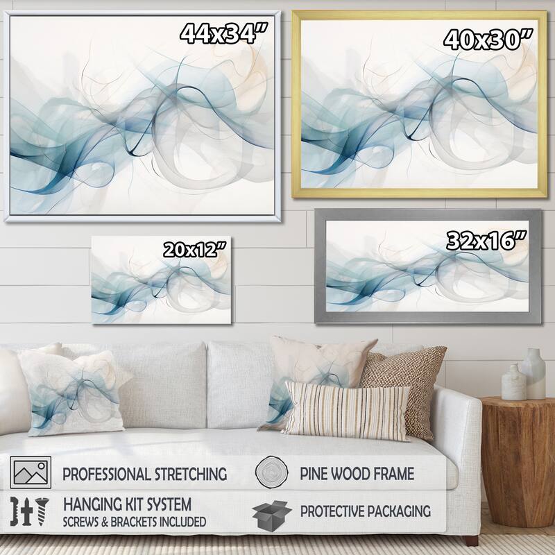 Designart "White Grey Line Art Abstract Calligraphy" Modern Wall Decor