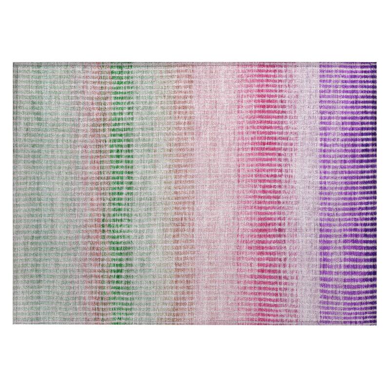 Machine Washable Indoor/ Outdoor Contemporary Stripes Chantille Rug