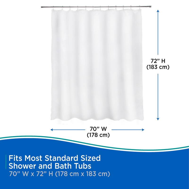 Kenney Water Repellant Fabric Shower Curtain, 70" W x 72" H - White