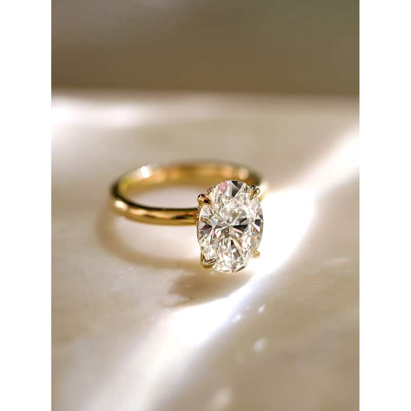 Kobelli 6.1 Carats Oval Lab Grown Diamond Certified 14k Solid Gold Drape Halo Jovie 3pc Bridal Set