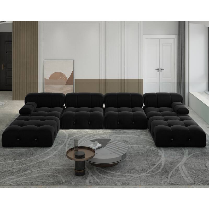 6 Pieces Velvet Modular Sectional Sofa Chaise