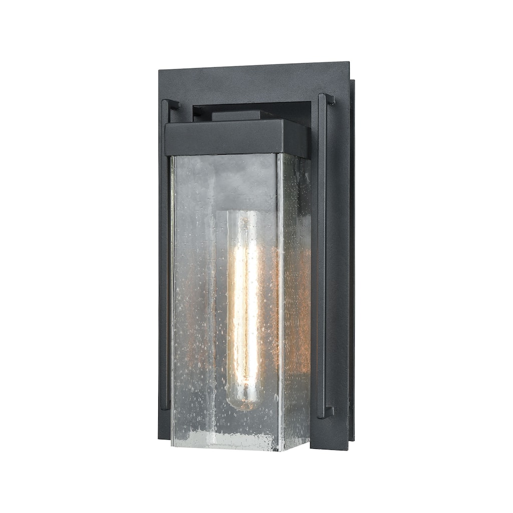 Elk Home Overton Matte Black With Seedy Glass 1 Light Wall Sconce