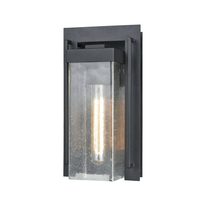 Elk Home Overton Matte Black With Seedy Glass 1 Light Wall Sconce