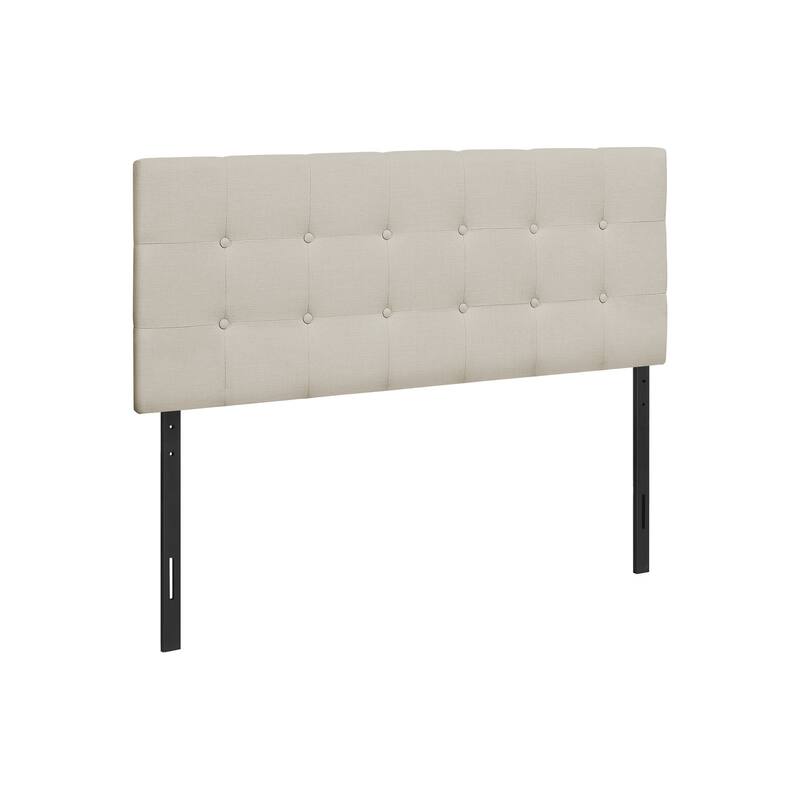 Full Size Upholstered Headboard, Beige Linen Look