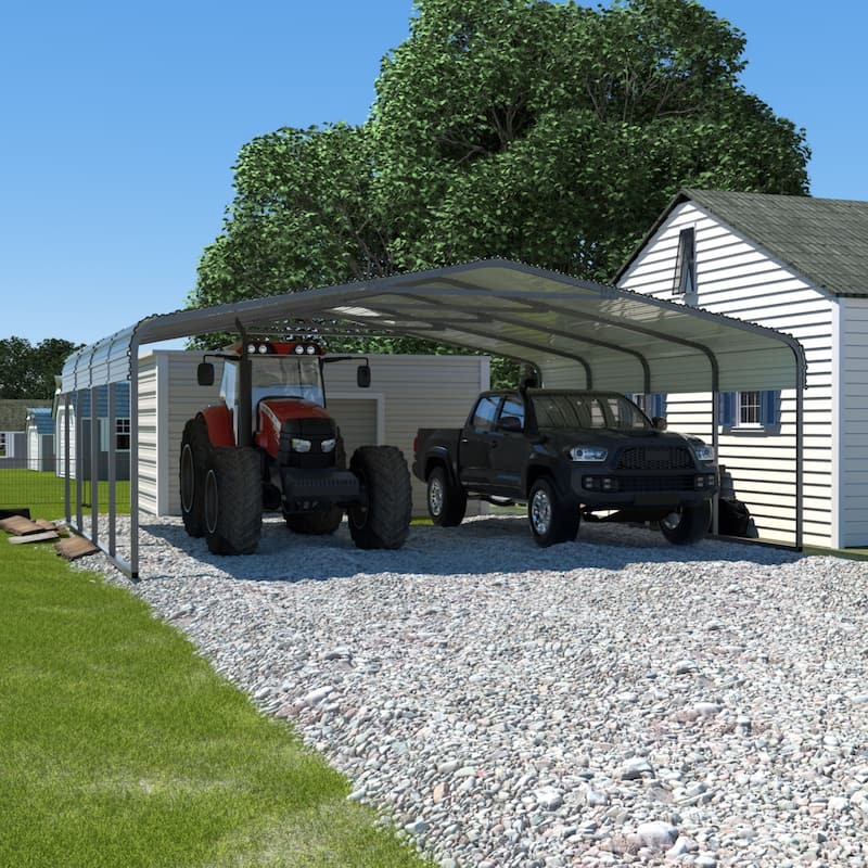 VEIKOUS Heavy Duty Metal Carport Galvanized Steel Shelter for Cars, Boats, and Tractors